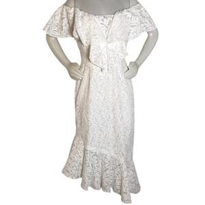 C/MEO COLLECTIVE OFF‎ THE SHOULDER LACE DRESS